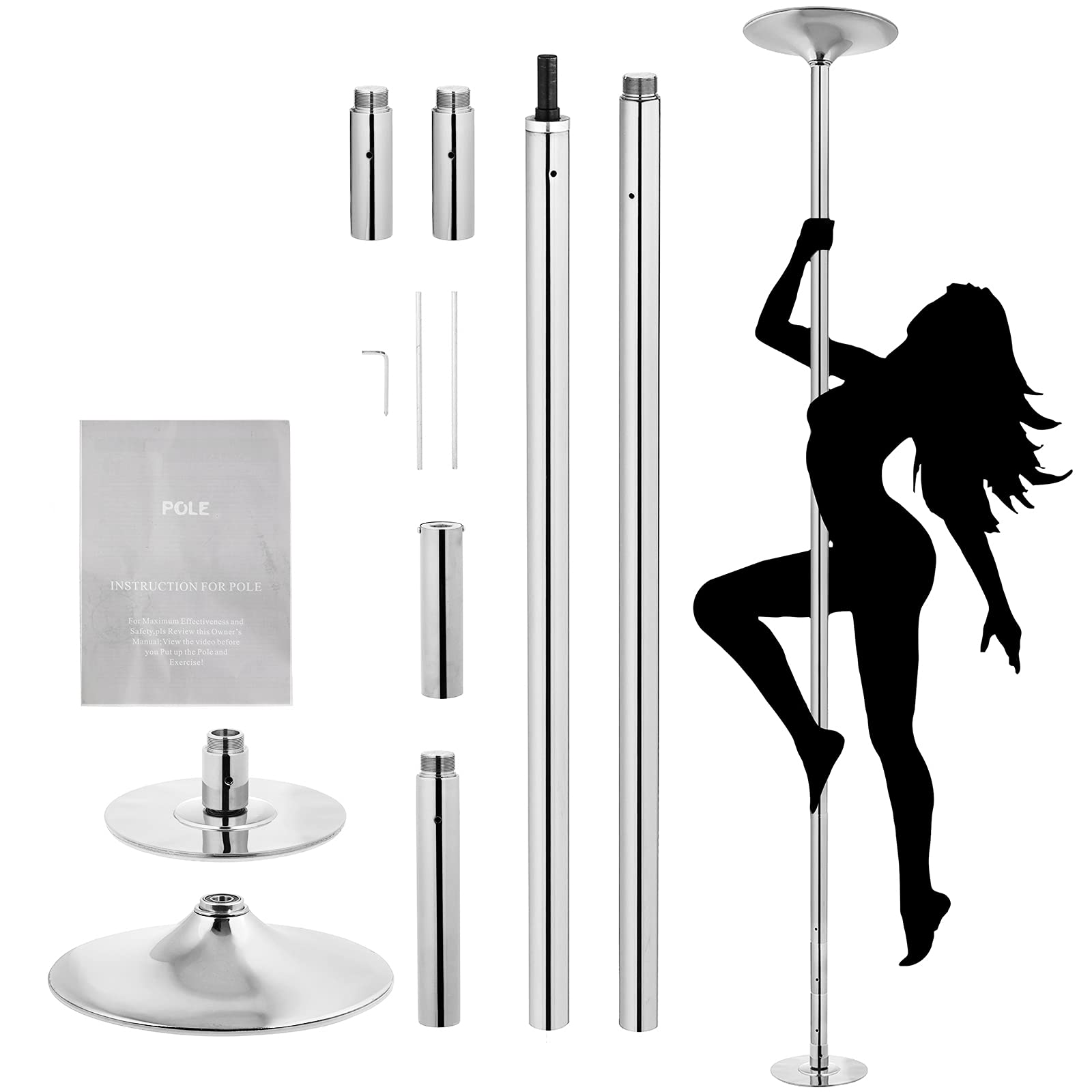 Professional Spinning & Static Stripper Pole for Home, Gym, and Club Use