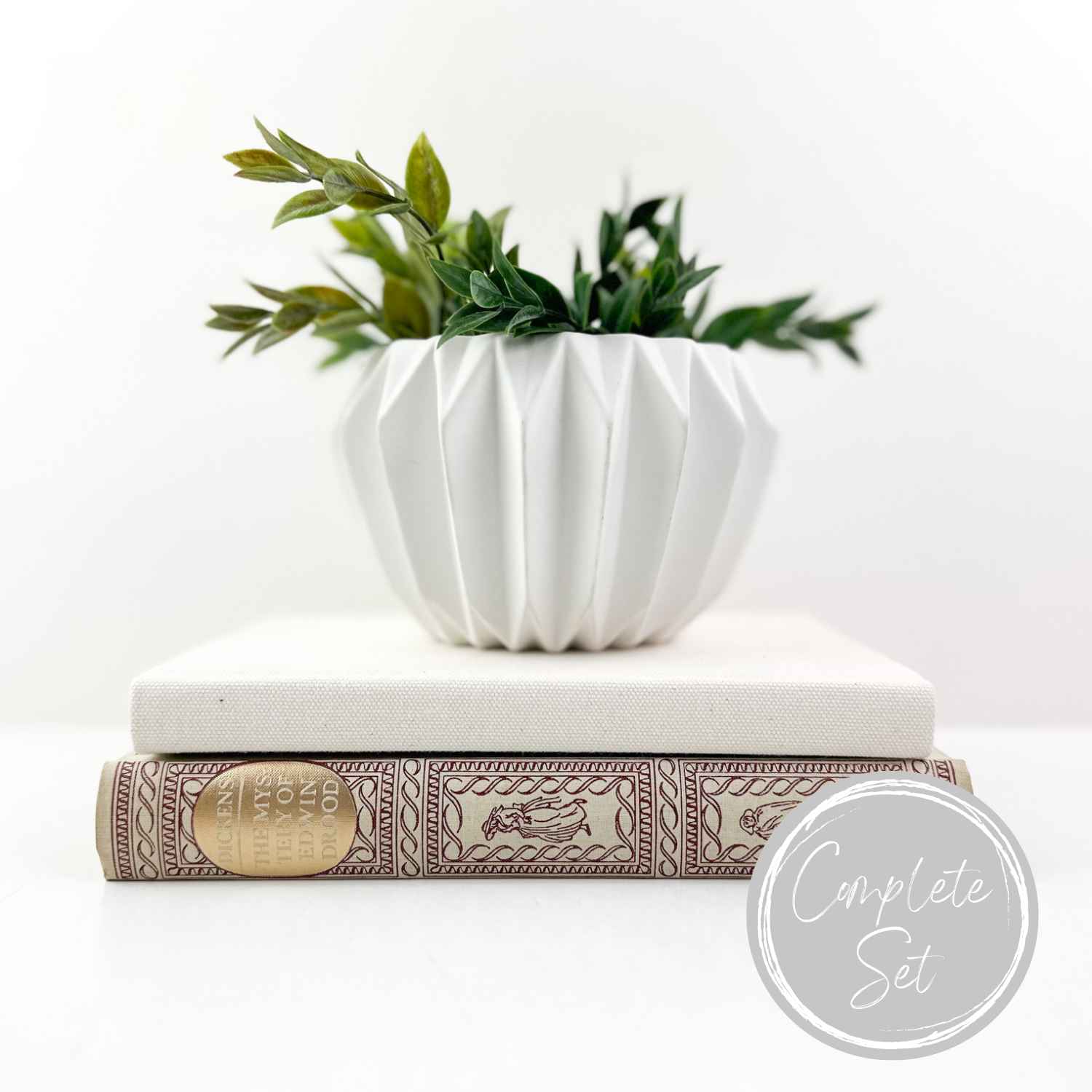 Cream and Red Decorative Book Set for Home Decor