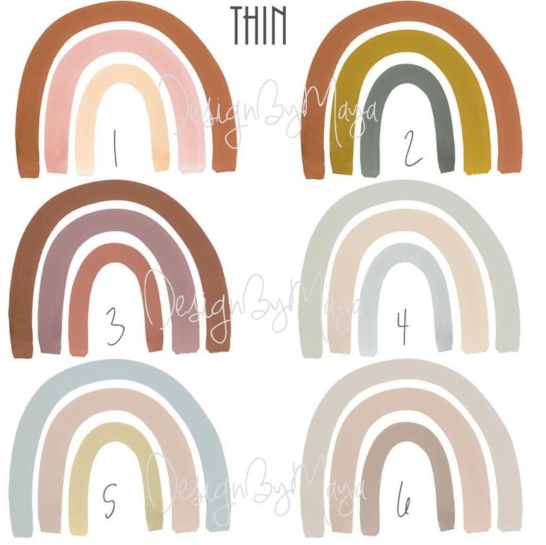 Earth Toned Rainbows - Fabric Nursery Wall Art Decals for Baby Rooms