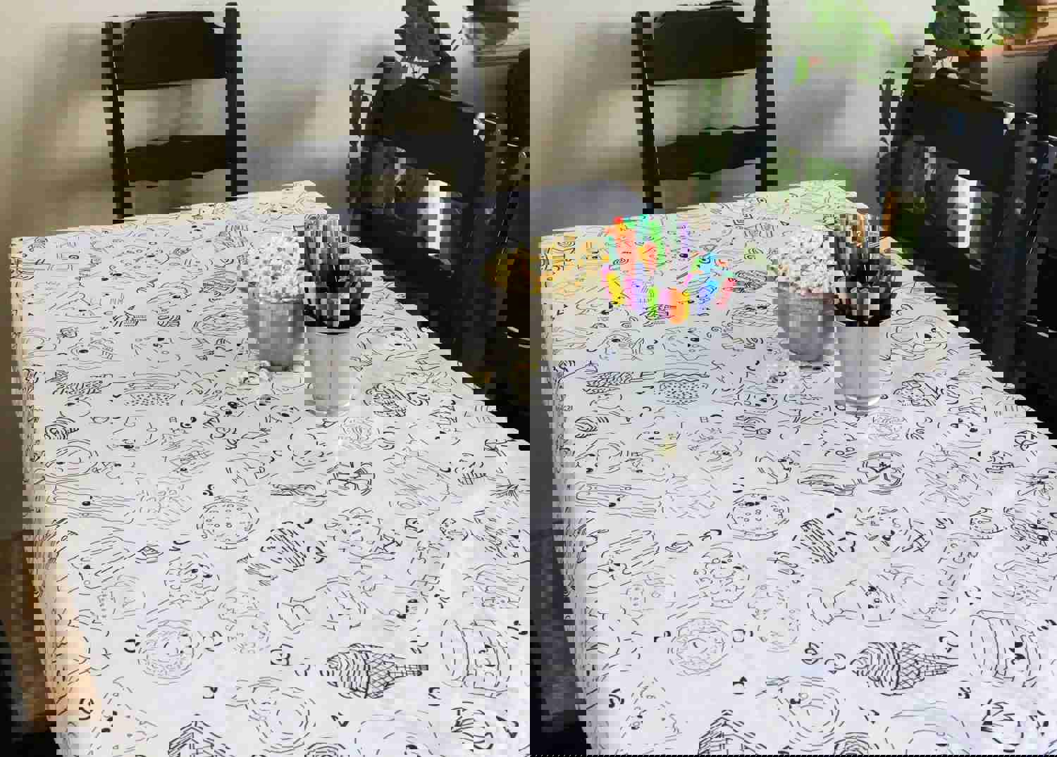 Food Reusable Coloring Tablecloth