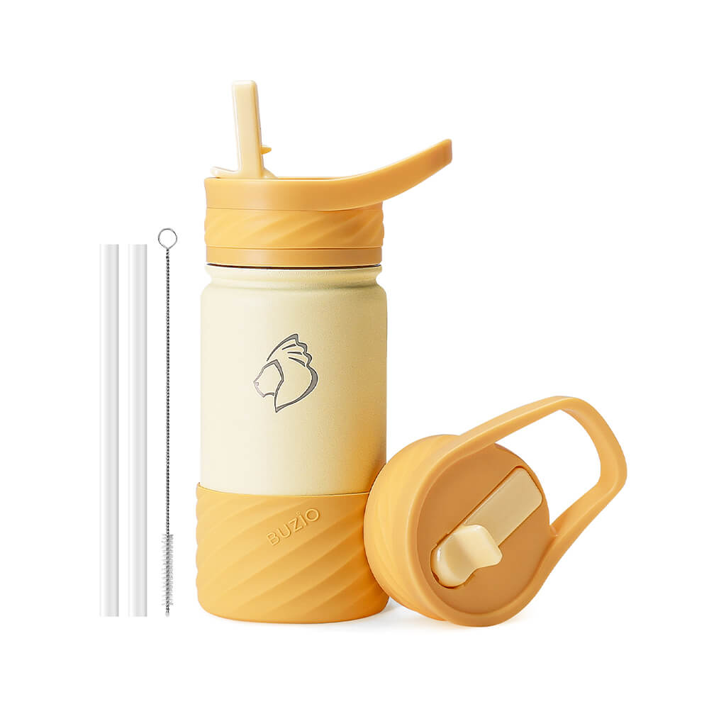 BUZIO Kids Insulated Water Bottle with Boot and Stickers - 14oz