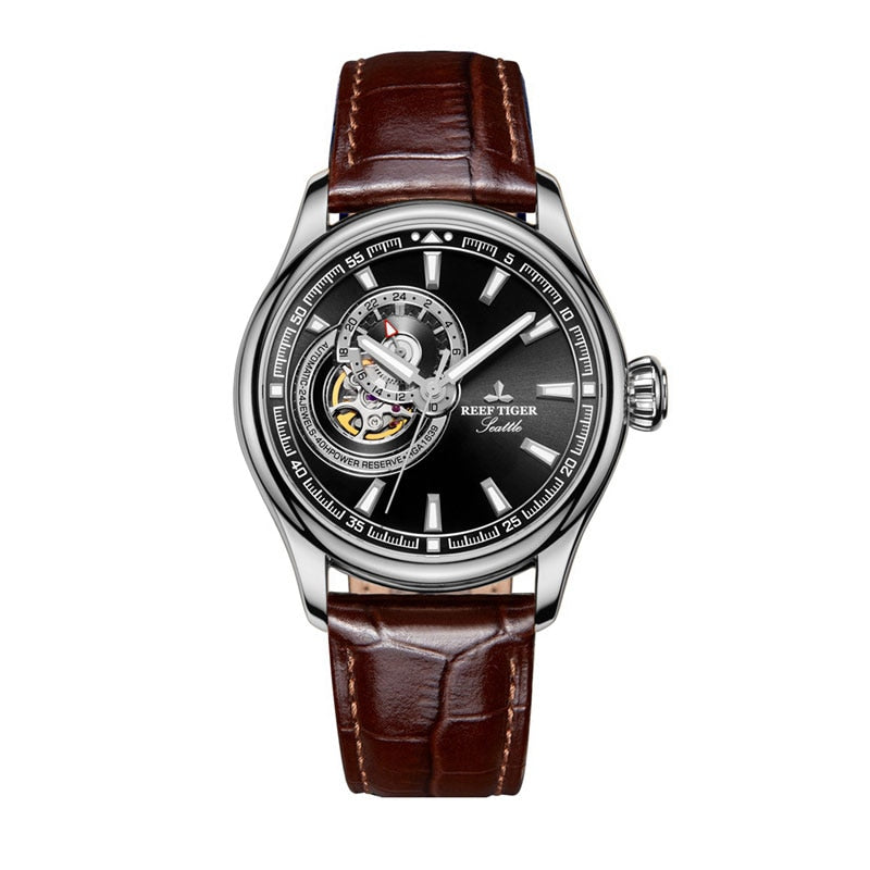 Reef Tiger Automatic Tourbillon Luxury Watch for Men - Stainless Steel Case & Sapphire Crystal