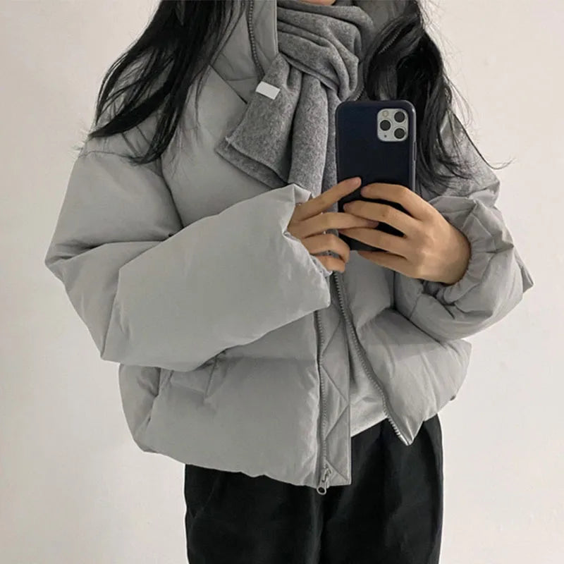 Nukty Winter Parka Jacket for Women - Warm Black Overcoat, Korean Style Casual Beige Padded Puffer Coat