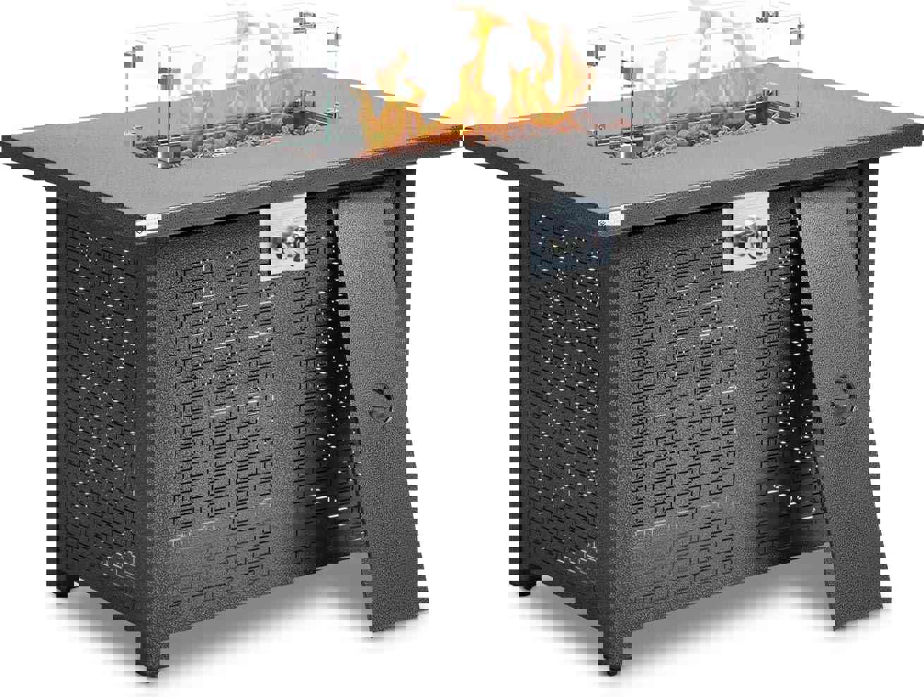 Essential Lounger 42 Inch Fire Pit Table, 50,000 BTU Rectangle Propane Gas Fire Pit