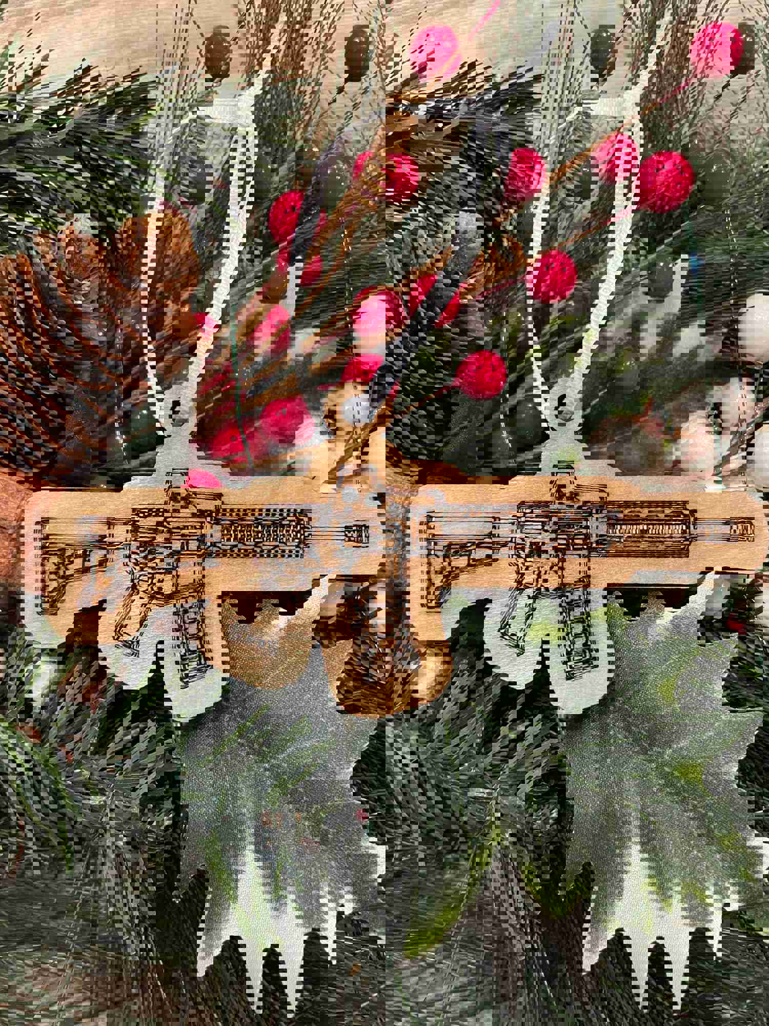 AR15 Christmas Ornament - Patriotic Holiday Decor with American Flag Design
