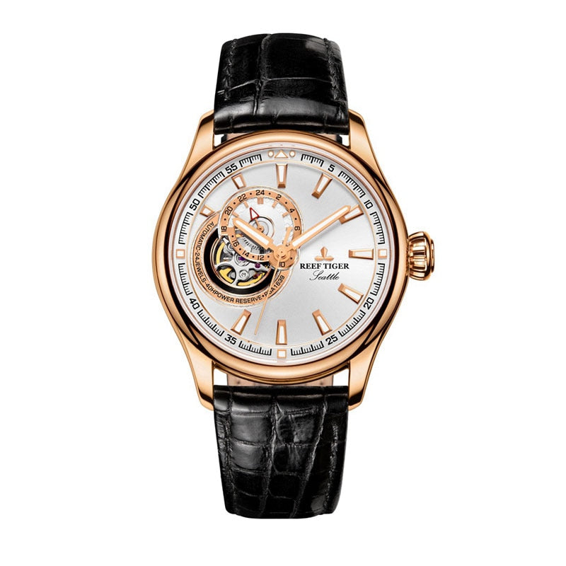 Reef Tiger Automatic Tourbillon Luxury Watch for Men - Stainless Steel Case & Sapphire Crystal