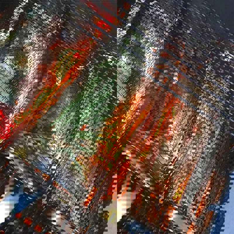 Rolling Grilling Basket - Portable Stainless Steel BBQ Net for Outdoor Camping & Kitchen Use