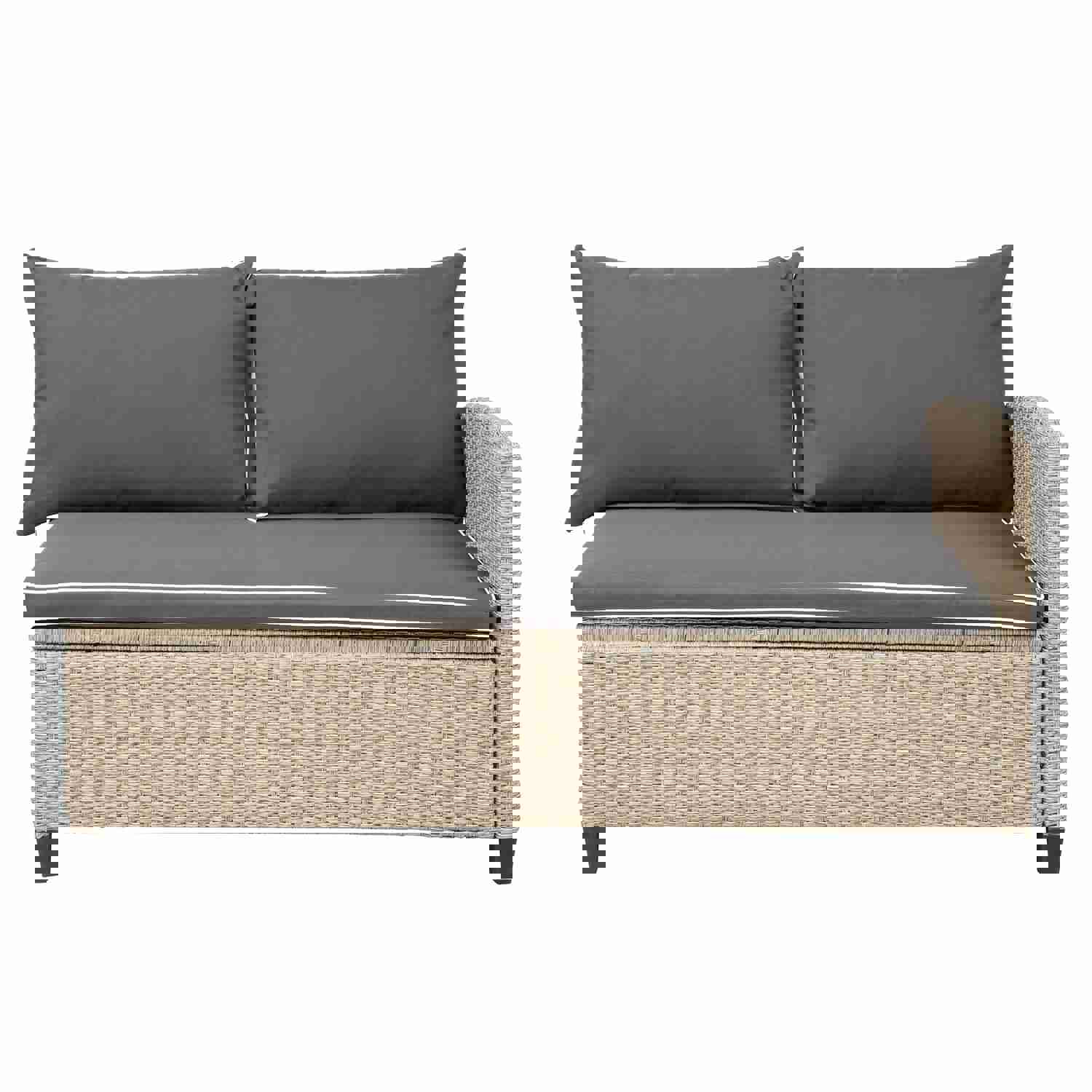 TOPMAX 6-Piece Outdoor Patio Furniture Set - Wicker Rattan Sectional Sofa with Table and Benches