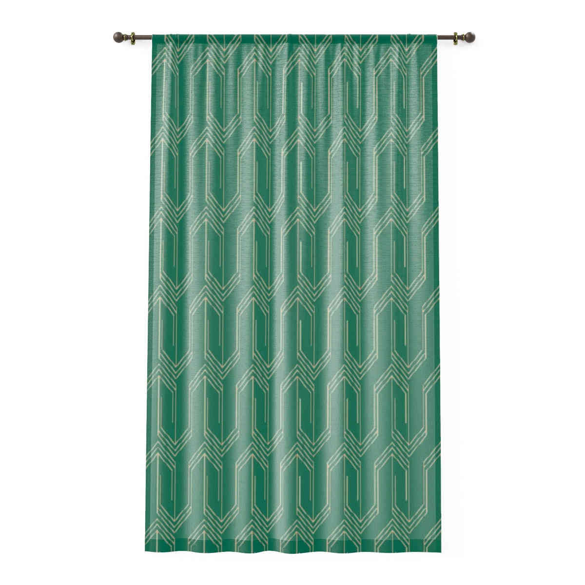 ART DECO GREEN - SHEER Window Curtain