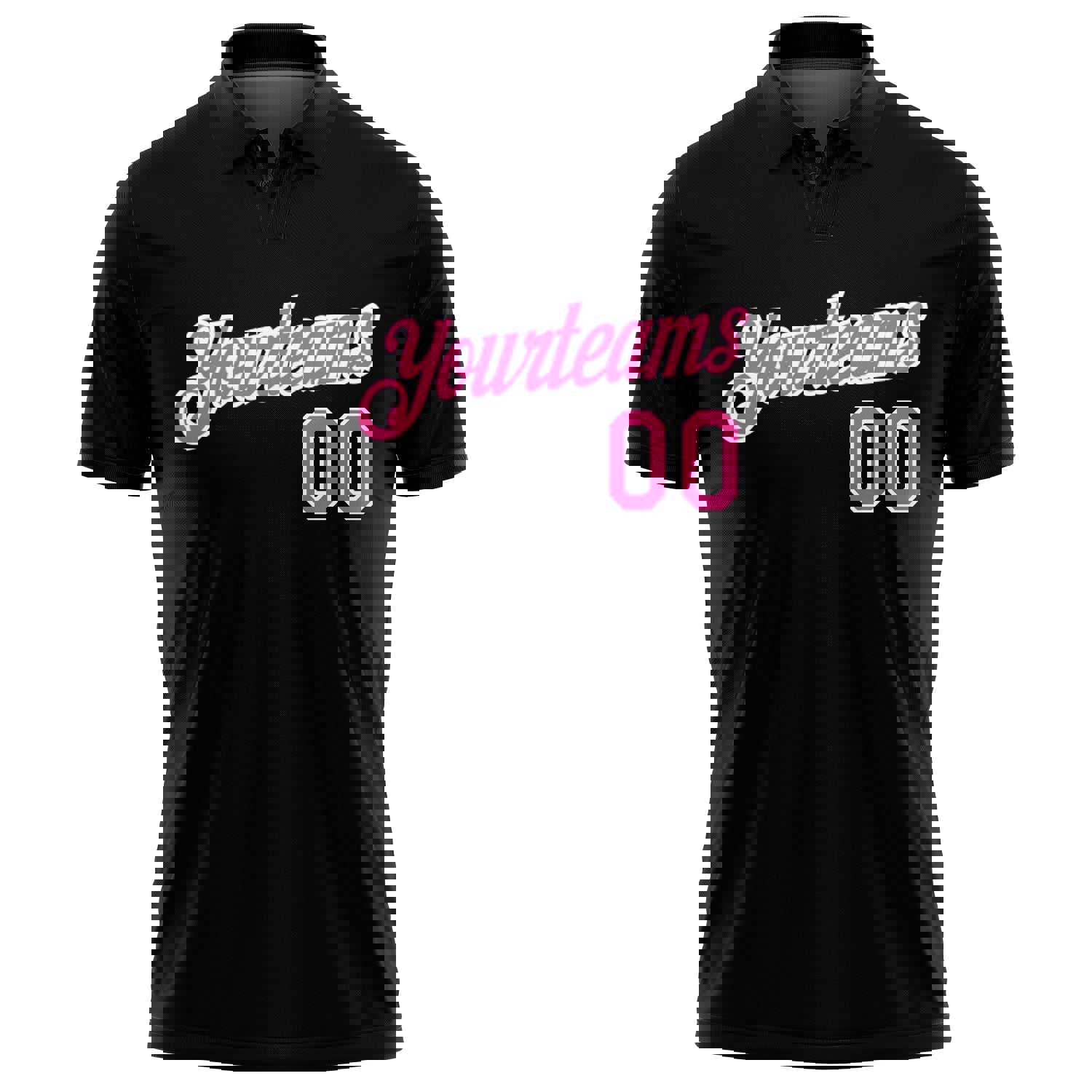 Custom Black Pink-White 3D American Flag Breast Cancer Awareness Golf Polo Shirt