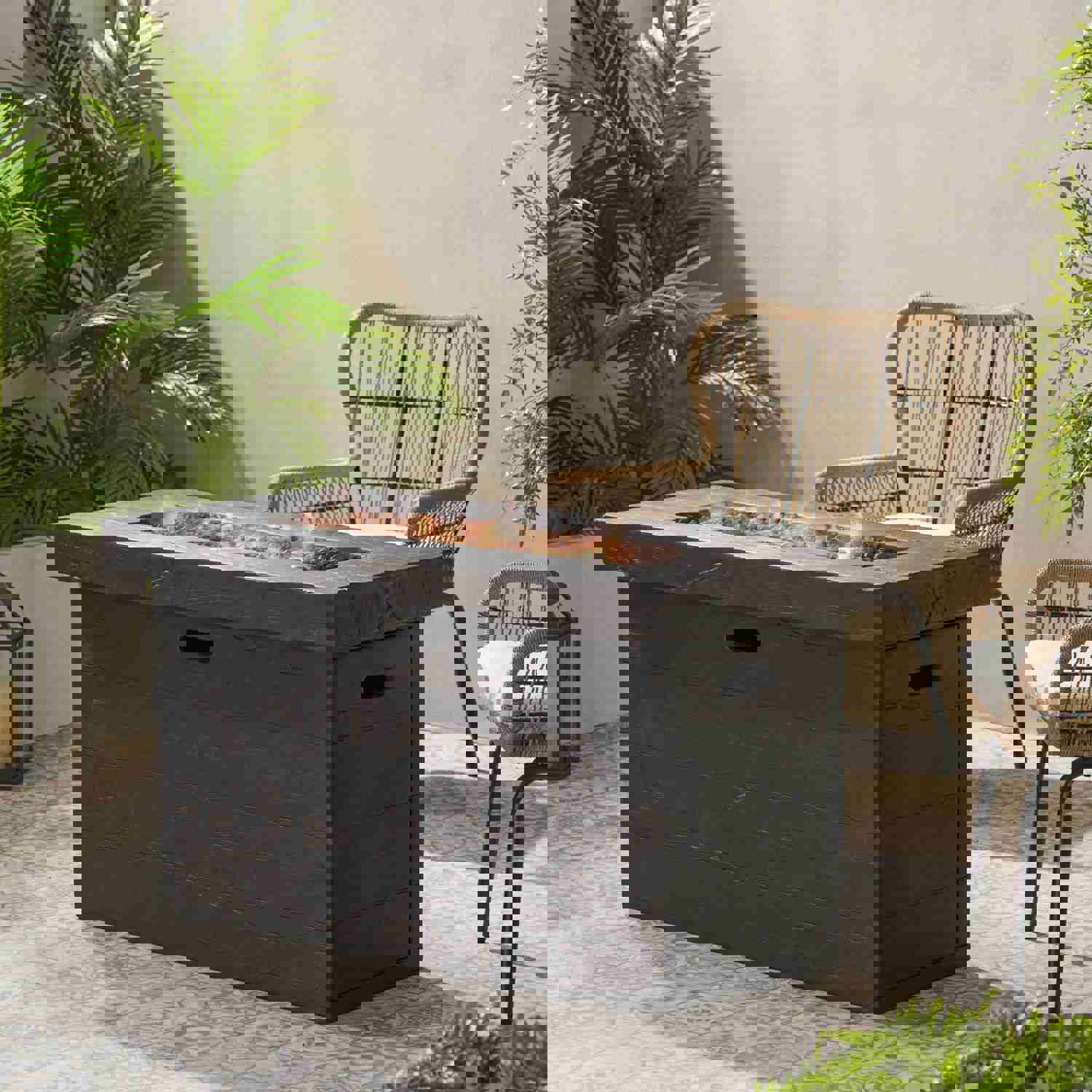 Aubreey Outdoor Rectangular Gas Burning Fire Pit - 50000 BTU