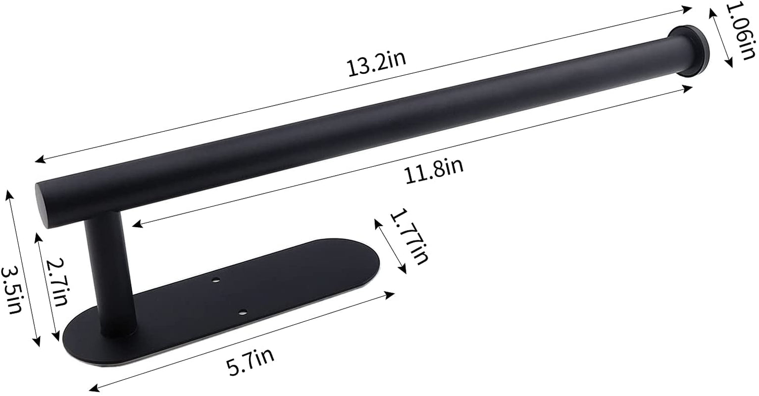 Black Stainless Steel Paper Towel Holder for Kitchen - Self-Adhesive Under Cabinet