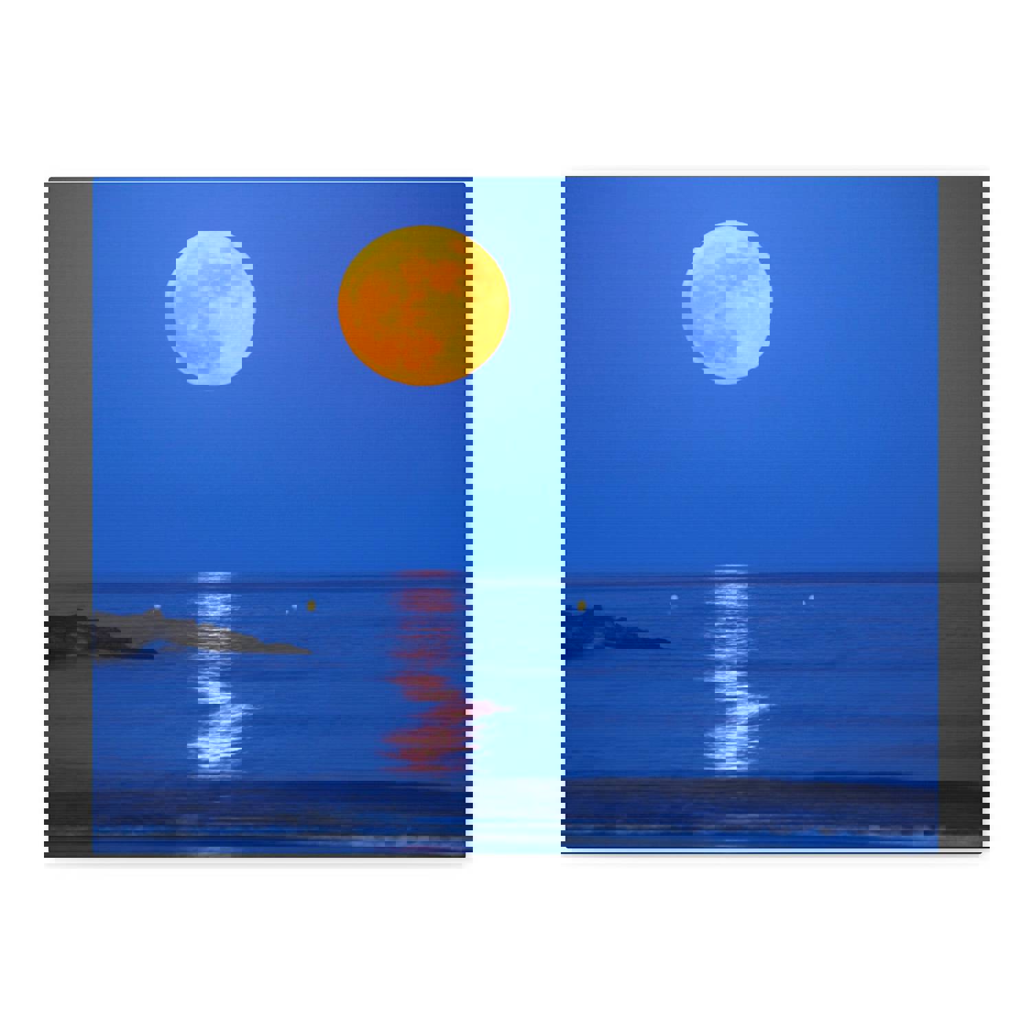 Super Moon over Seascape Sea Canvas Wall Art for Home Decor