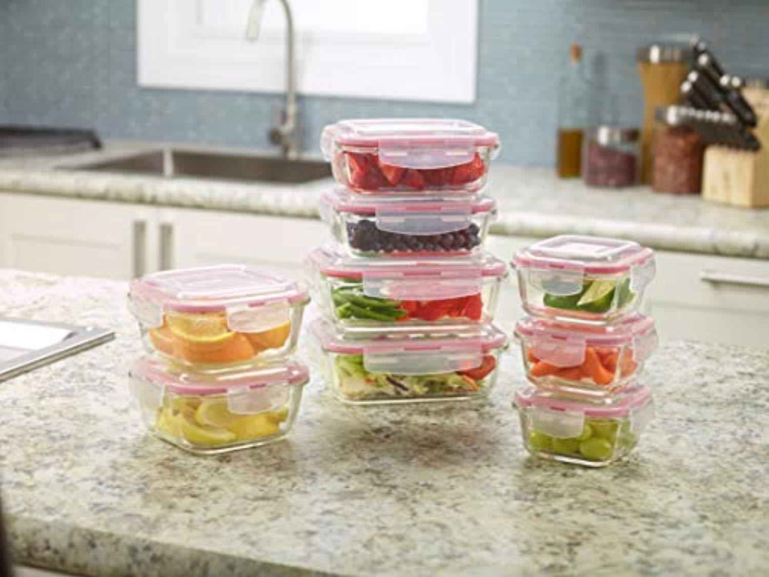 Vibz Glass Food Storage Containers - 18 Piece Set for Prep, Freeze, Reheat, and Bake