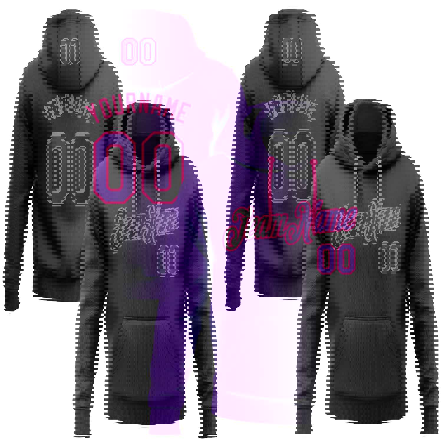 Custom Stitched Black Purple-Pink Gradient Fashion Sports Pullover Sweatshirt Hoodie