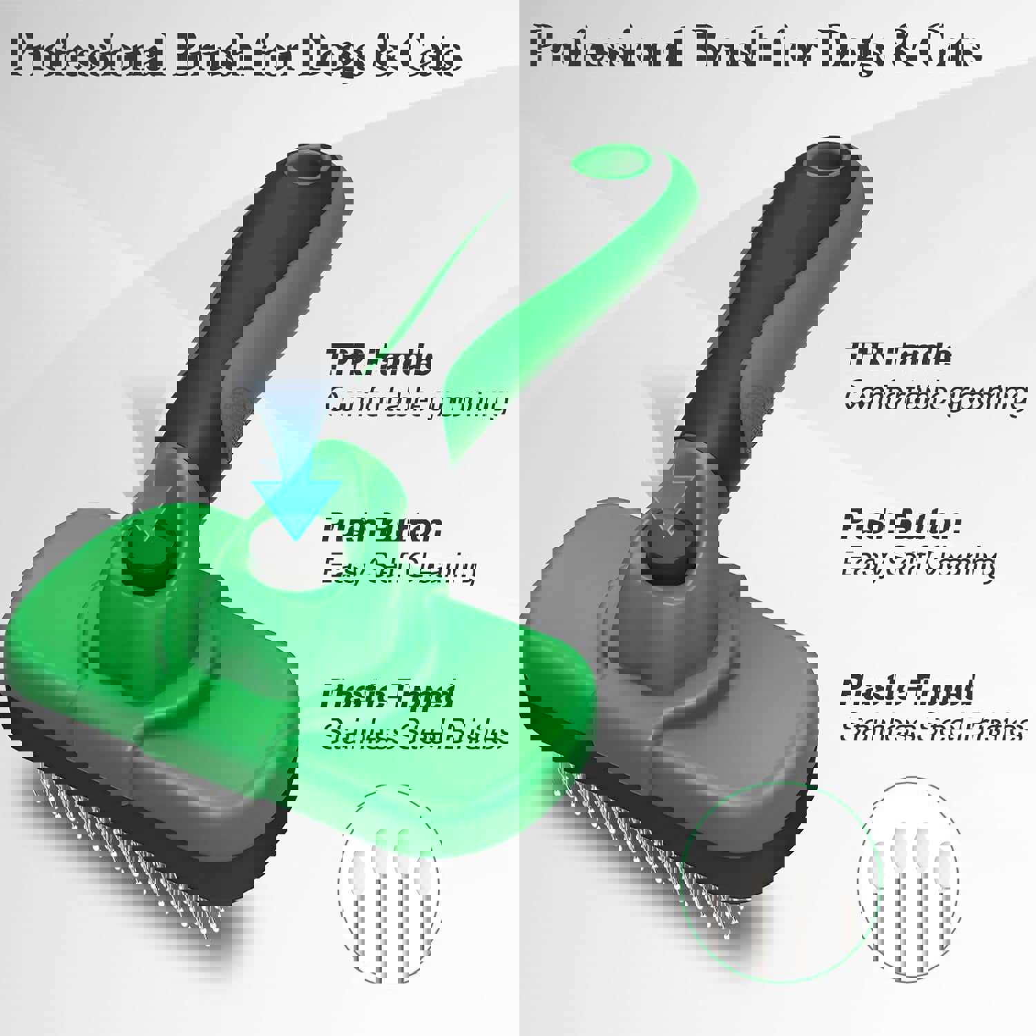 Self Cleaning Slicker Brush for Dogs & Cats - Gentle Deshedding Pet Grooming Tool