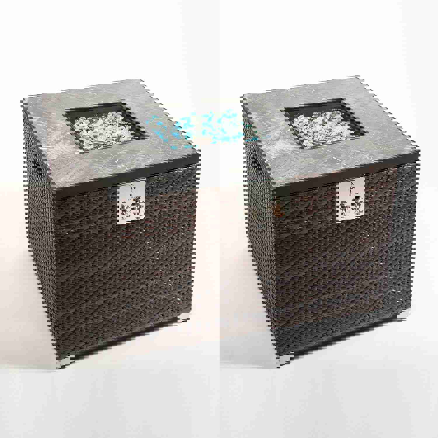 32in Square Fire Table with Ceramic Tile Tabletop 50000BTU Outdoor Fire Pit Table