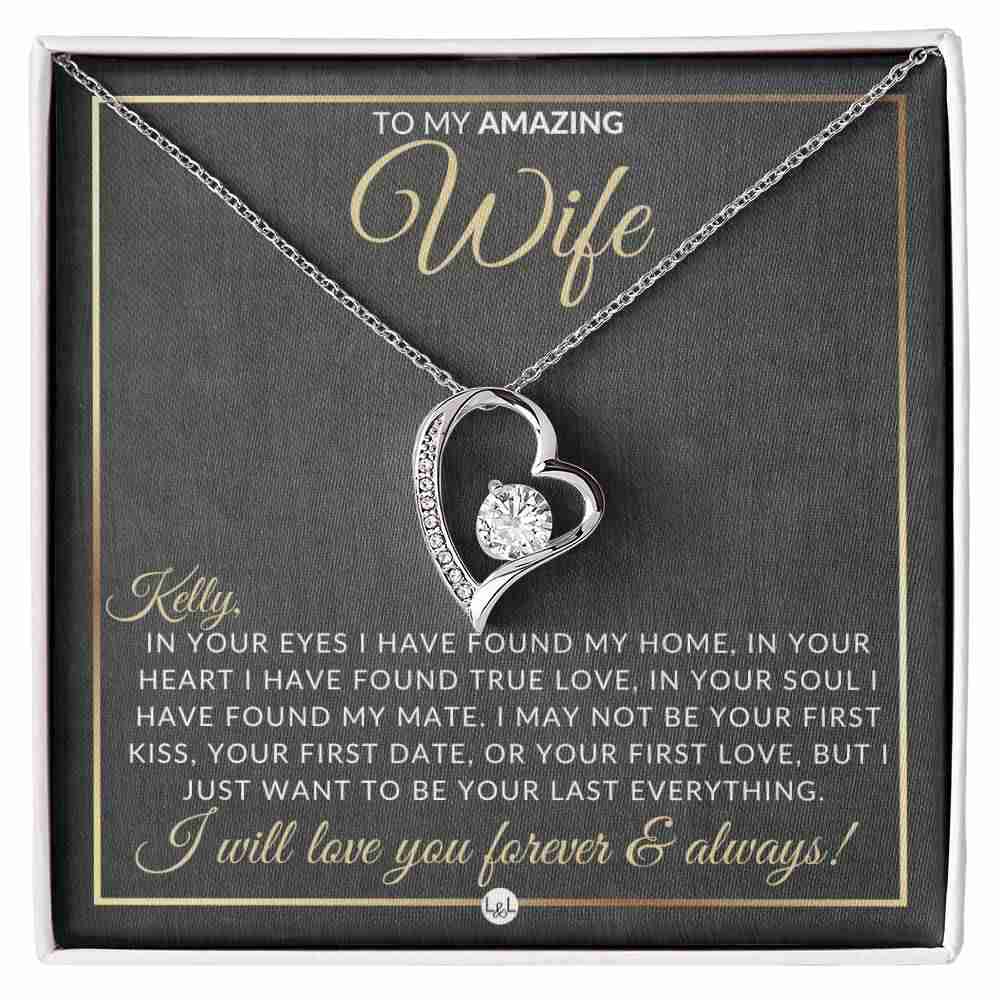 Personalized Open Heart Pendant Necklace - Unique Gift for Wife