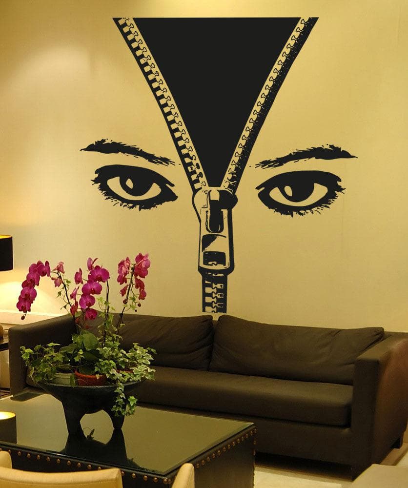 Vinyl Wall Decal Sticker Eyes Zip Up #OS_AA1355 - Removable & Easy to Apply
