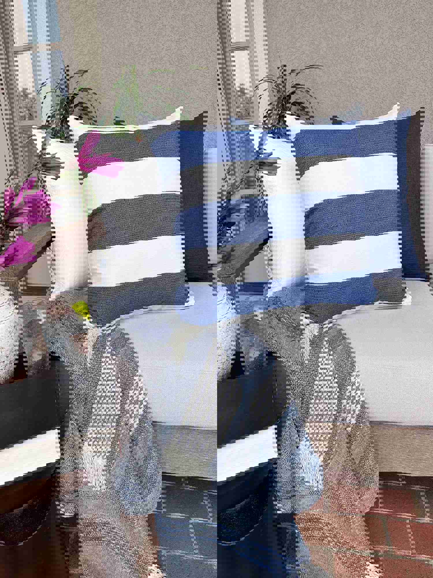 Cabana Blue Outdoor Pillow Cover - Durable and Stylish