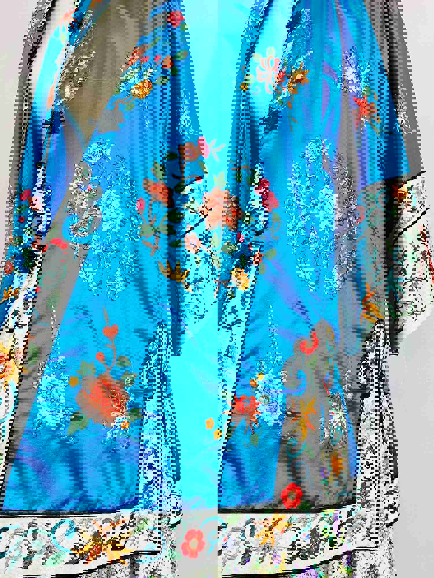 Vintage Blue Chinese Silk Embroidered Jacket
