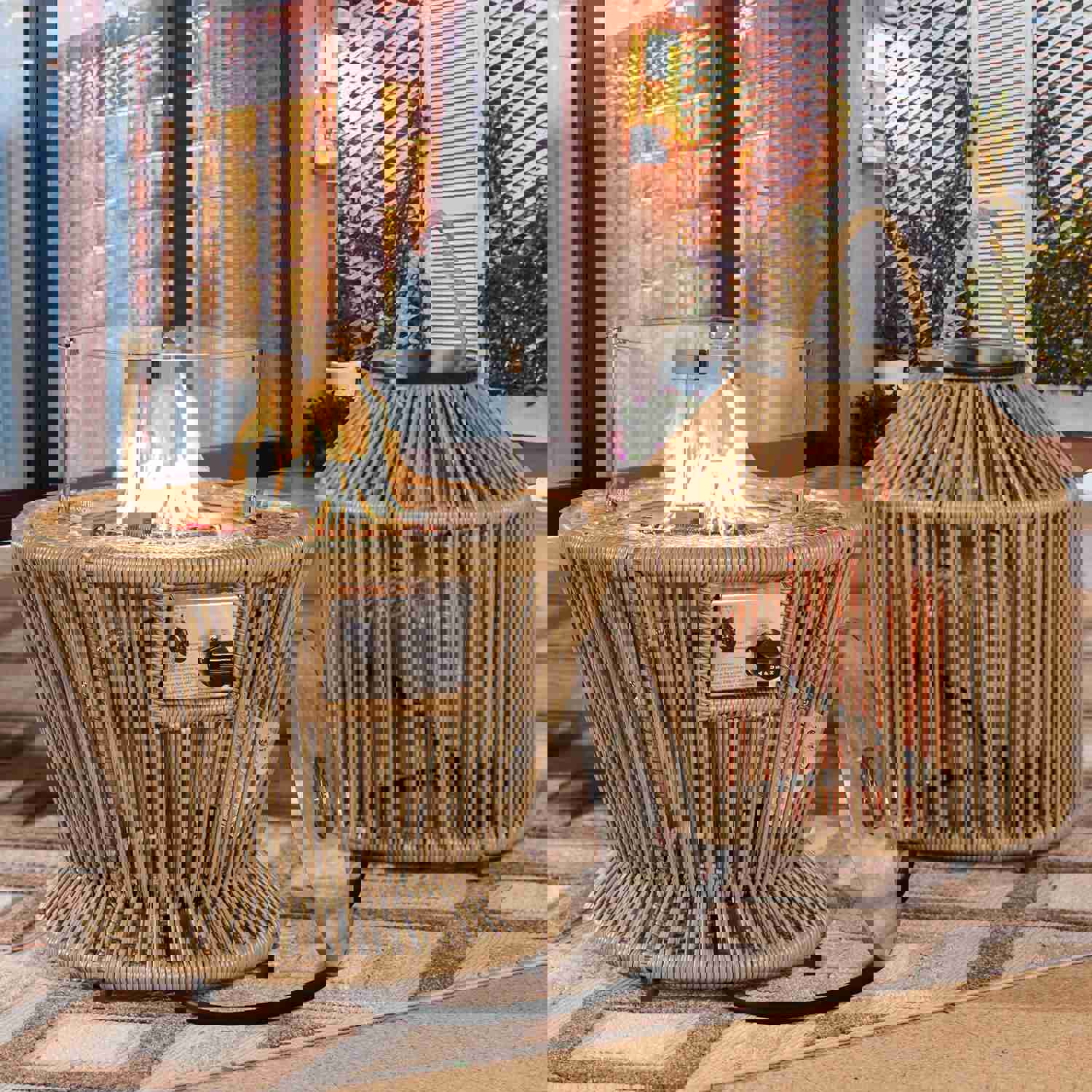 Montmartre Outdoor Wicker Patio Small Fire Pit Table