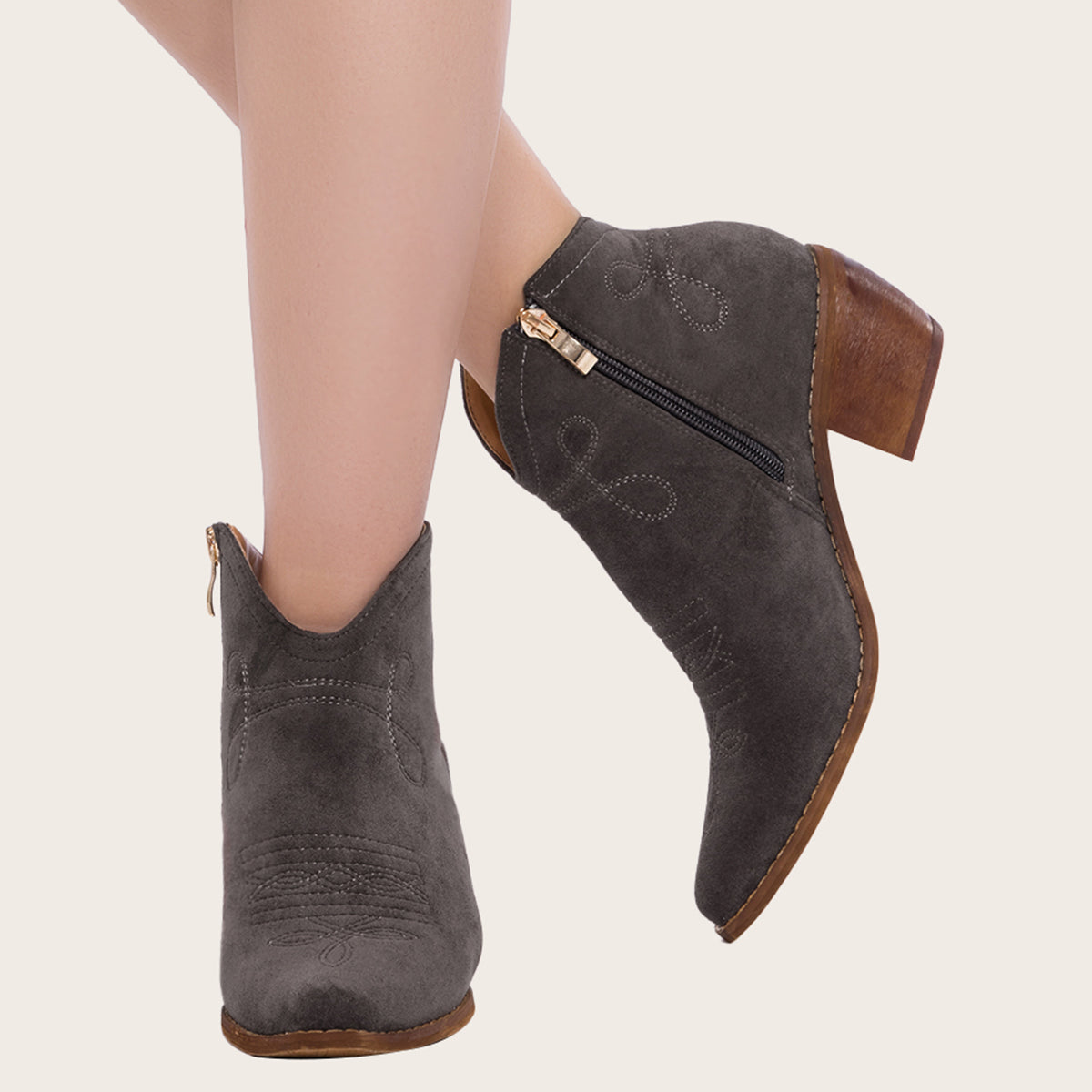 Pointed Toe Western Cowgirl Boots with Chunky Heel
