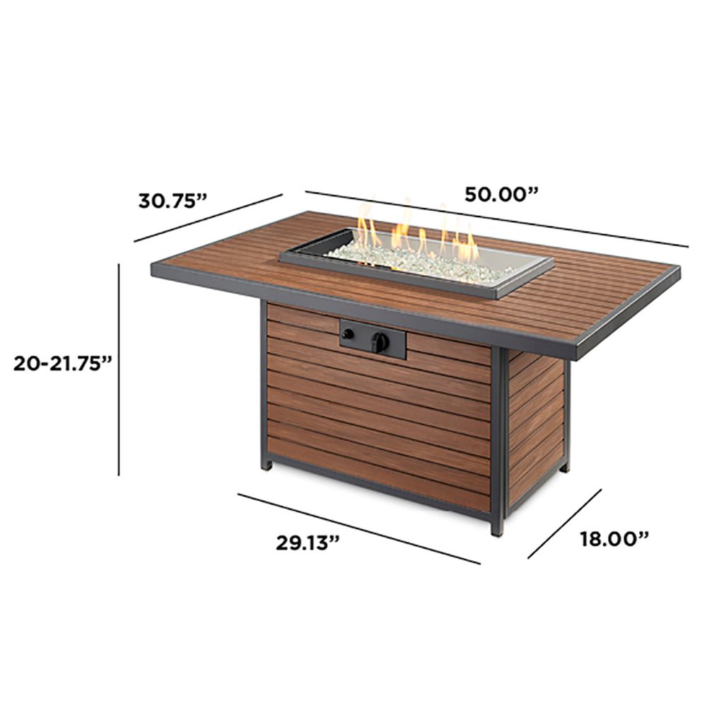 Outdoor Greatroom Kenwood Rectangular Gas Fire Pit Table - KW-1224-19-K
