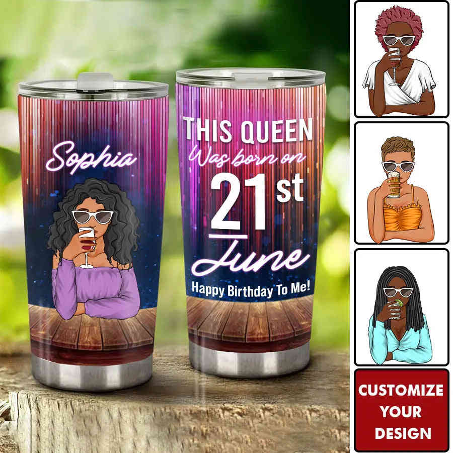 Personalized Stainless Steel Tumbler - Birthday Gift For June Queen