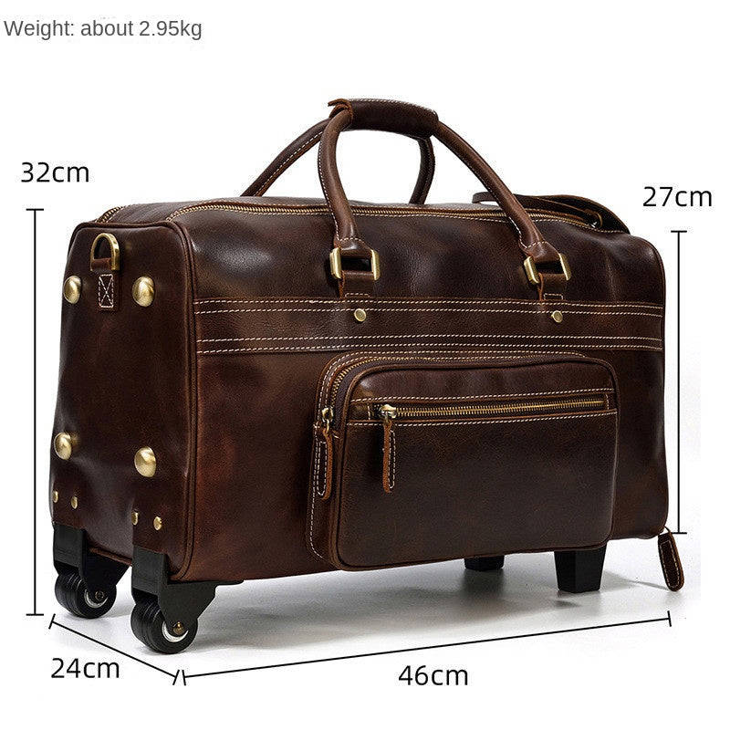 Men's Large-capacity Retro Cowhide Travel Suitcase