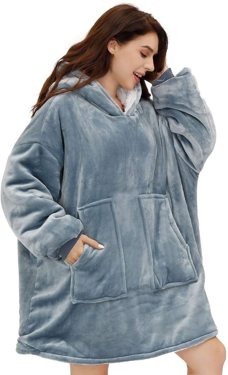 Oversized Wearable Sherpa Fleece Blanket Hoodie - Soft, Warm & Comfortable