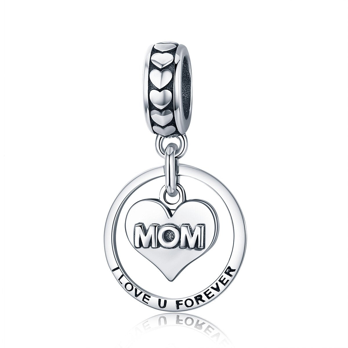 Sterling 925 Silver 'Mom I Love You Forever' Pendant Charm for Pandora & European Bracelets