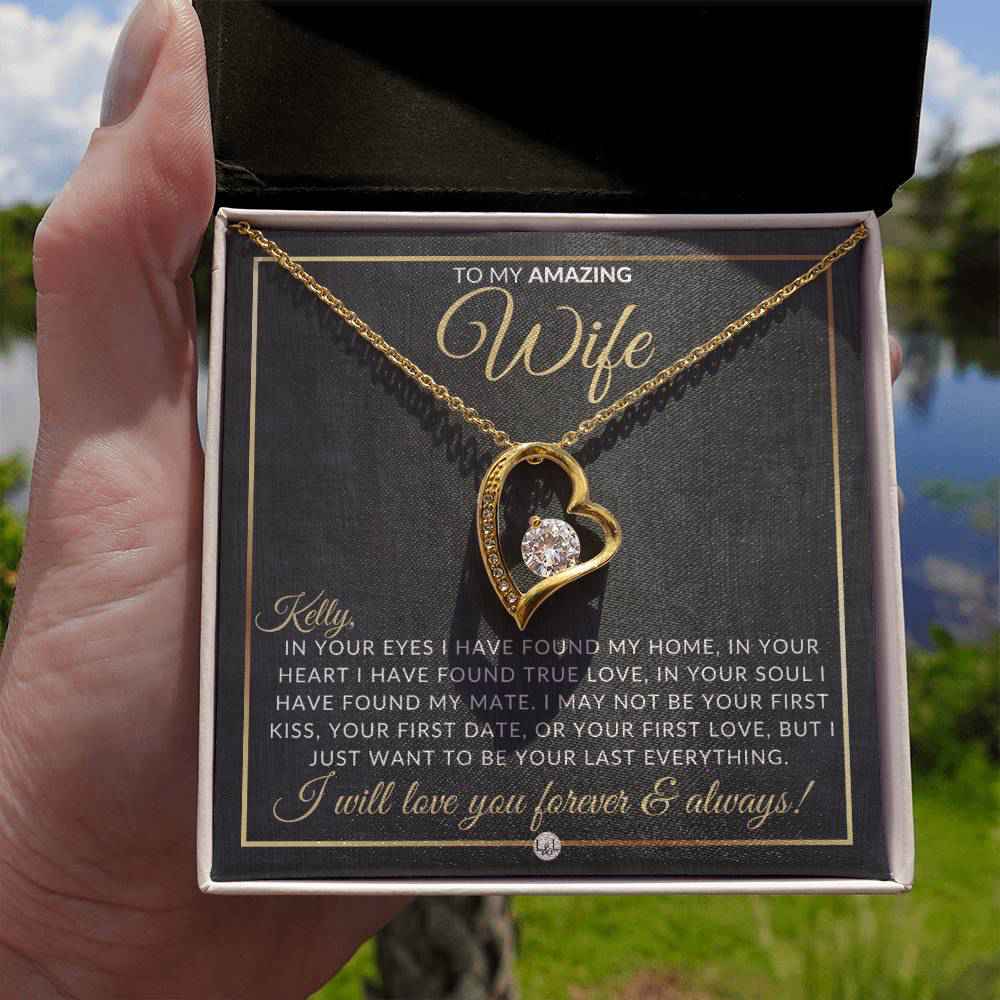 Personalized Open Heart Pendant Necklace - Unique Gift for Wife
