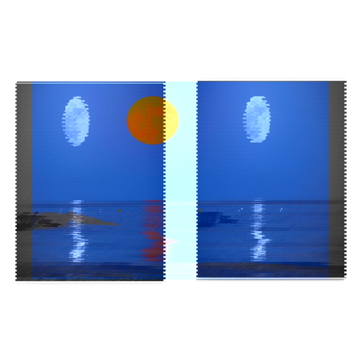 Super Moon over Seascape Sea Canvas Wall Art for Home Decor