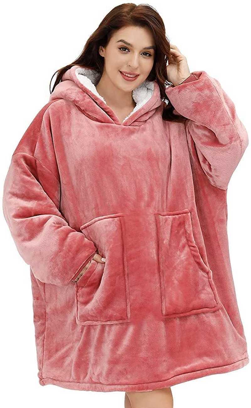 Oversized Wearable Sherpa Fleece Blanket Hoodie - Soft, Warm & Comfortable