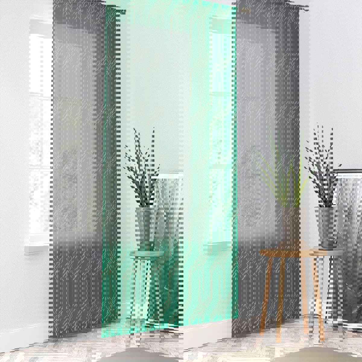 ART DECO GREEN - SHEER Window Curtain