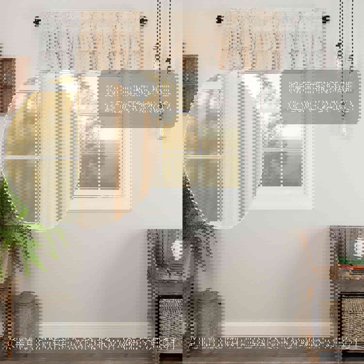 Simple Life Flax Natural Ruffled Valance 16x72 - Cottage Style Window Treatment