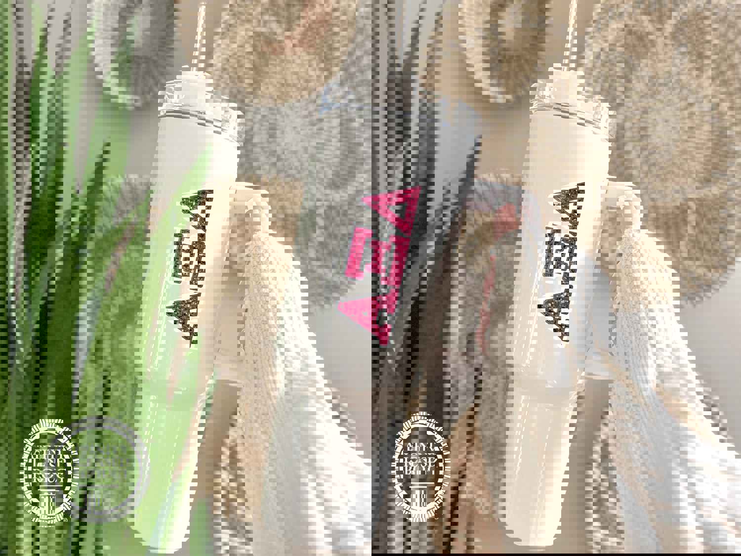 Alpha Xi Delta Vinyl Sticker - Pink Sequin Sorority Decal