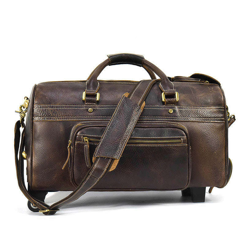 Men's Large-capacity Retro Cowhide Travel Suitcase