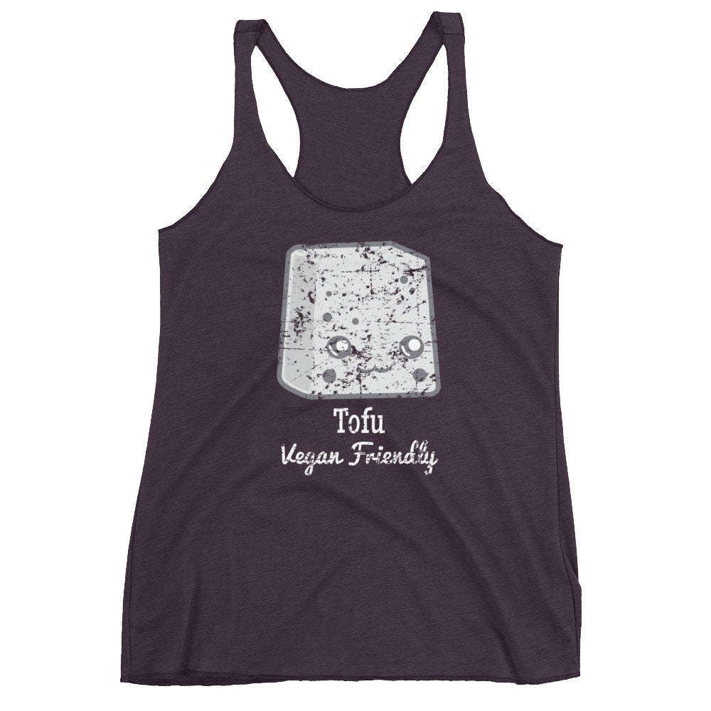 Vegan Women's Racerback Tank Top - Cute Sushi & Tofu Design