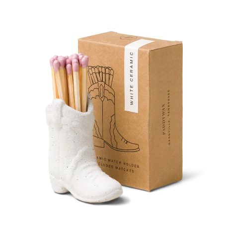 Cowboy Boot Match Holder - White with 25 Safety Matches