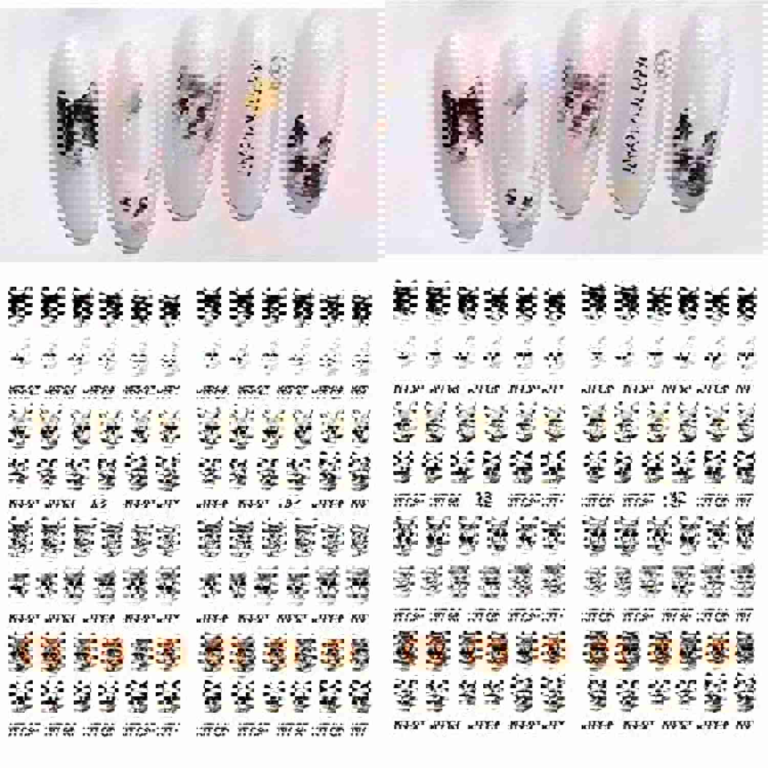 D-M Animal Nail Art Stickers - 3D Self-Adhesive Cute Dog Cat Nail Decals for DIY Manicure