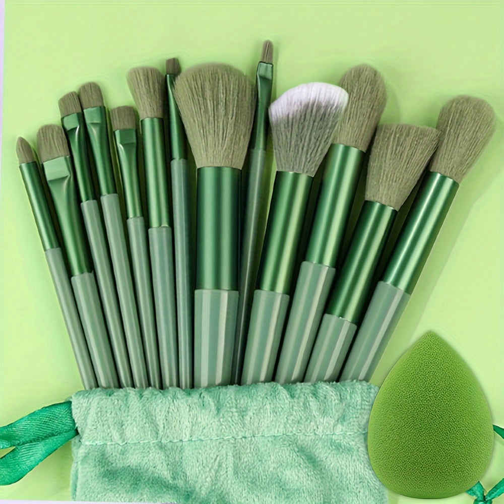 14Pcs Professional Makeup Brush Set with Storage Bag - Soft Fluffy Foundation, Powder, Eyeshadow, Kabuki & Blending Brushes