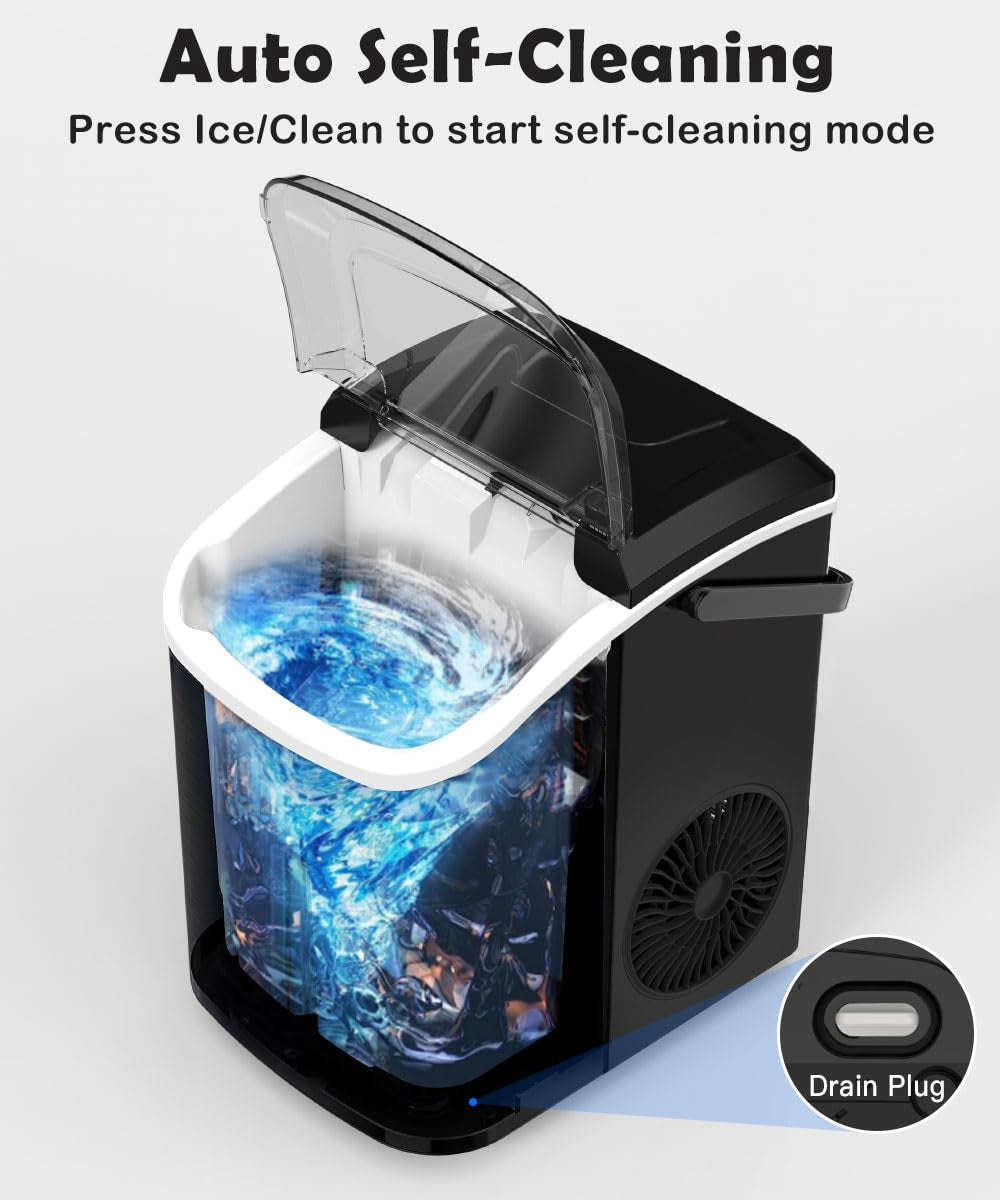 Nugget Ice Maker Countertop - 34Lbs/Day Chewable Pebble Ice Machine with Self Cleaning