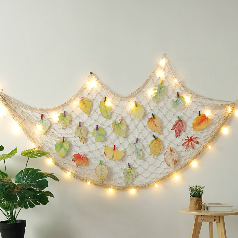 Qfdian Mediterranean Wind Nautical Fishing Net Seaside Wall Decoration