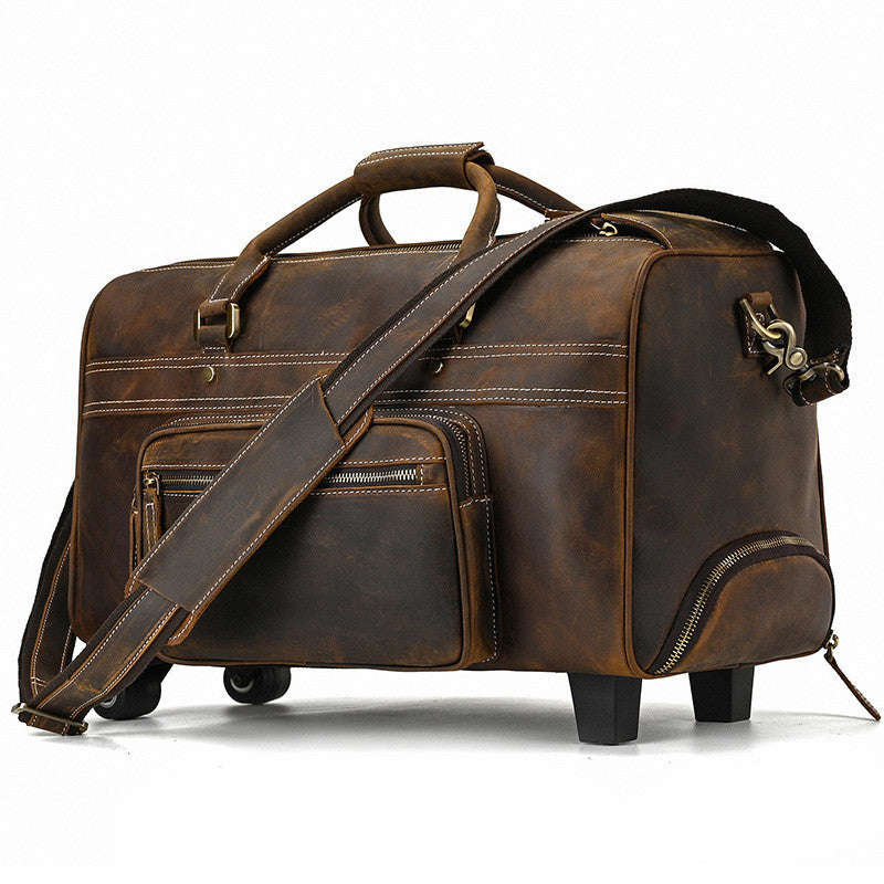 Men's Large-capacity Retro Cowhide Travel Suitcase