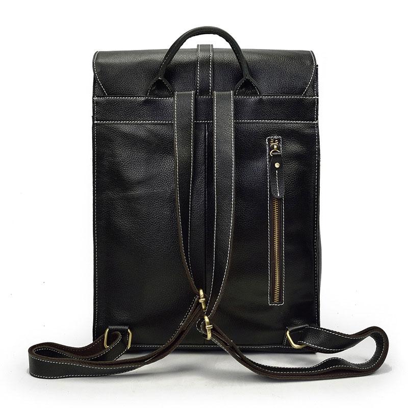 Fashion Black Vintage Leather Men's Backpack for Travel & School