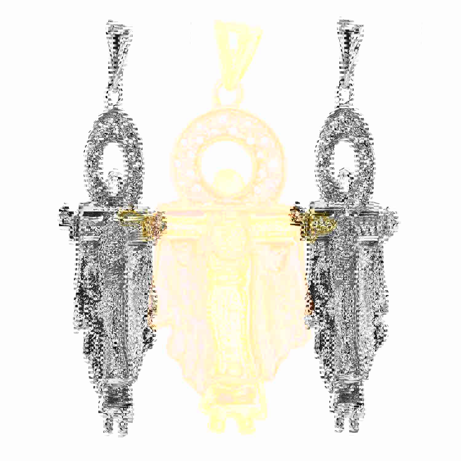 14K Gold Tricolor 55x30mm Jesus Pendant