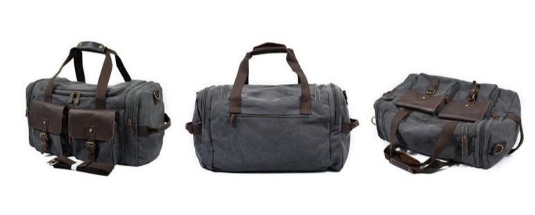 Mens Waxed Canvas Leather Weekender Bag - Durable Travel Bag for Men