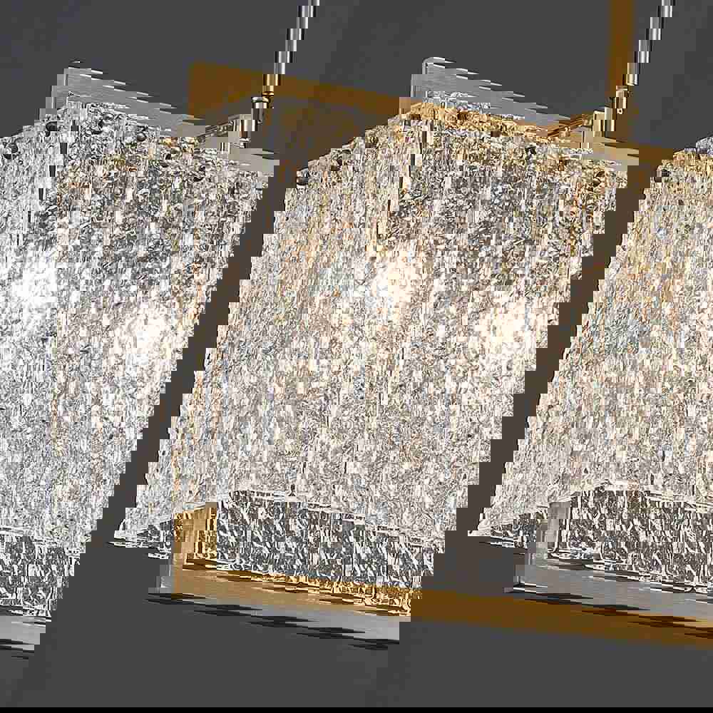 MIRODEMI® Luxury Rectangle Gold Frosted Glass Chandelier for Living Room, Kitchen